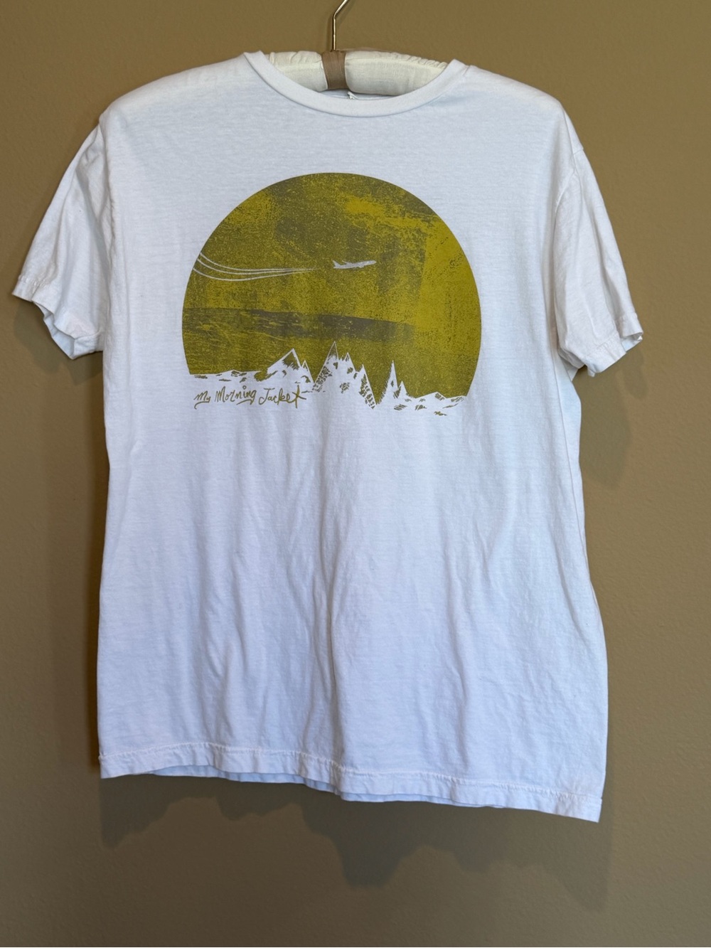My Morning Jacket White Graphic Band Tee with Yellow Sun Mountain Print